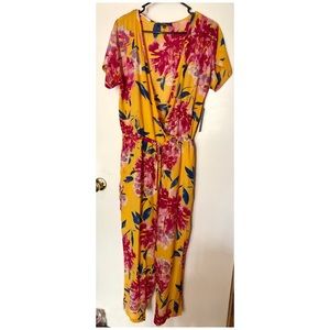 MUSTARD YELLOW FLORAL PRINT JUMPSUIT